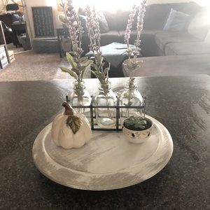 Distressed white and gray Lazy Susan